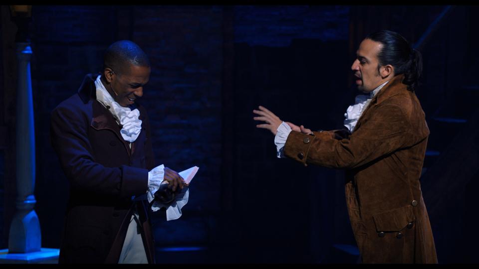 Leslie Odom Jr. and Lin-Manuel Miranda in "Hamilton"